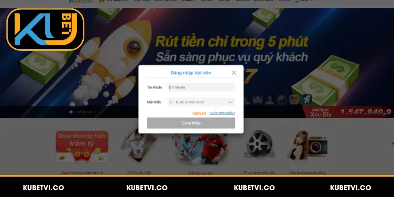 Hướng dẫn đăng nhập Kubet bằng máy tính để bàn