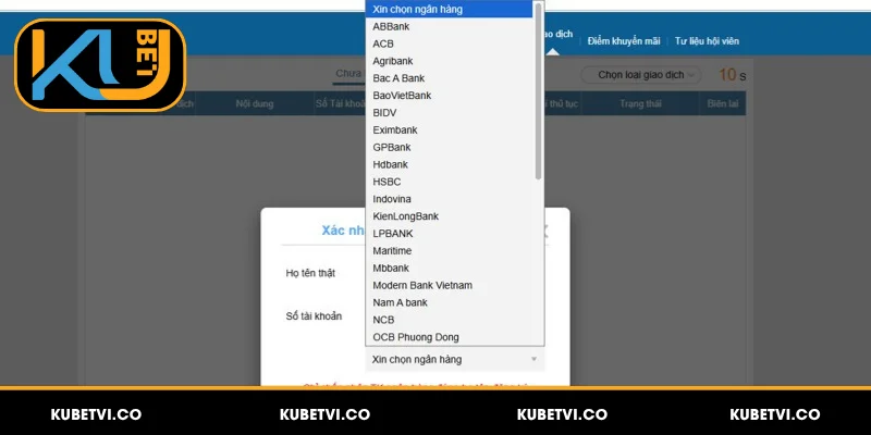 Kubet hỗ trợ giao dịch qua nhiều ngân hàng khác nhau